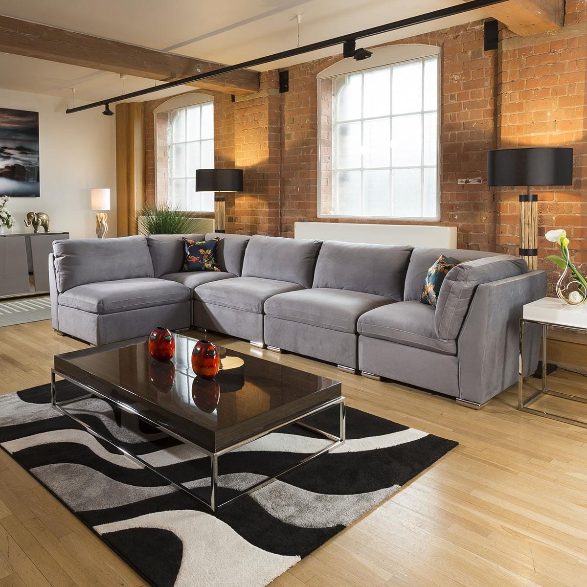 Huge Inviting Charlotte Corner Sofa Medium Grey 5 Seater L Shape 13R Living Room / Sofas / In Stock Sofas Sheffield Discount Furniture