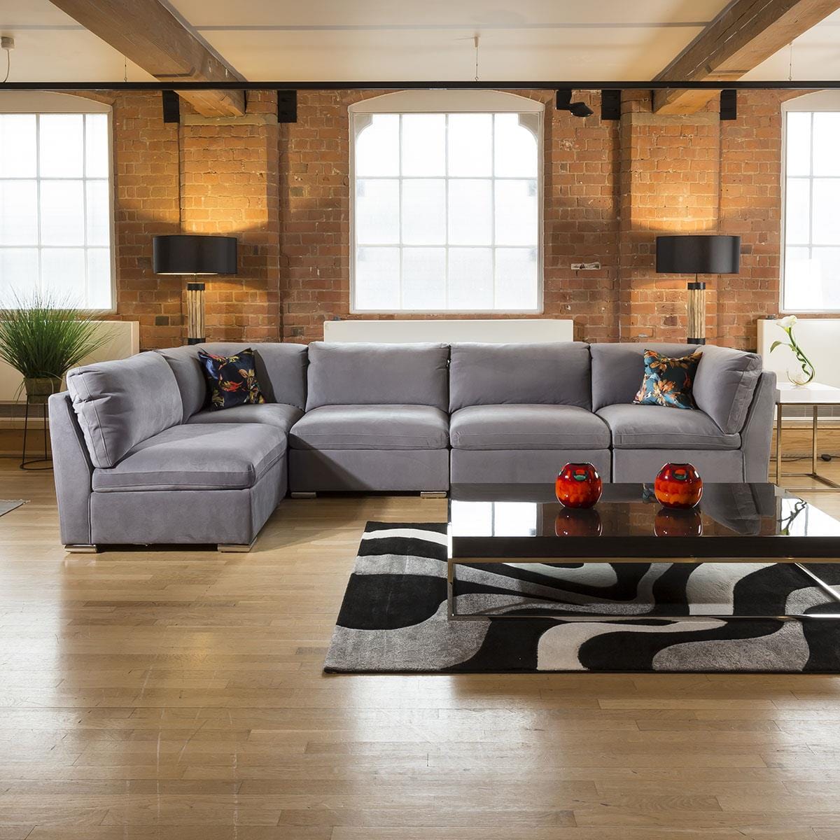 Huge Inviting Charlotte Corner Sofa Medium Grey 5 Seater L Shape 13R Living Room / Sofas / In Stock Sofas Sheffield Discount Furniture