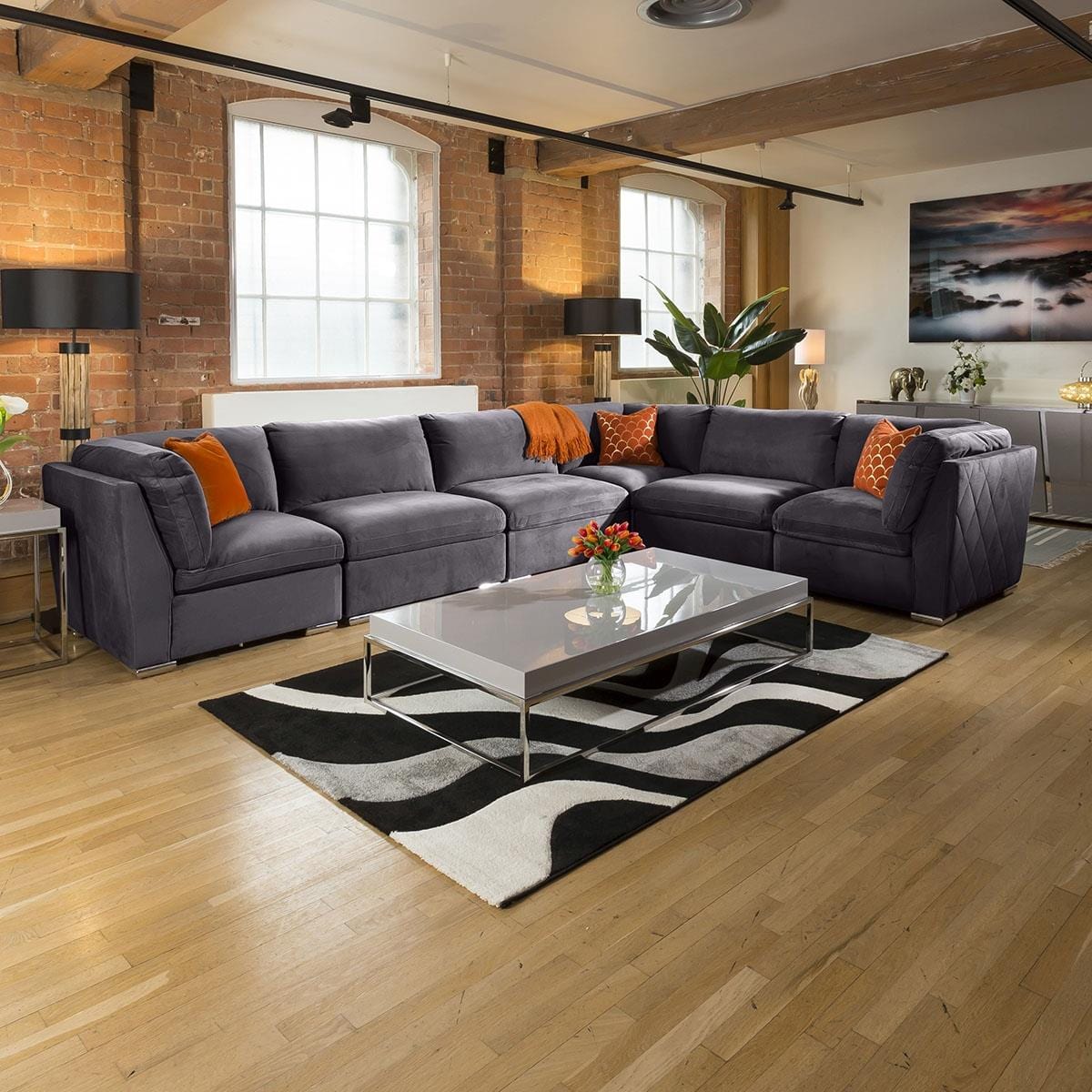 Inviting Charlotte Corner Sofa Dark Grey 6 Seater L Shape Settee 15L Living Room / Sofas / In Stock Sofas Sheffield Discount Furniture