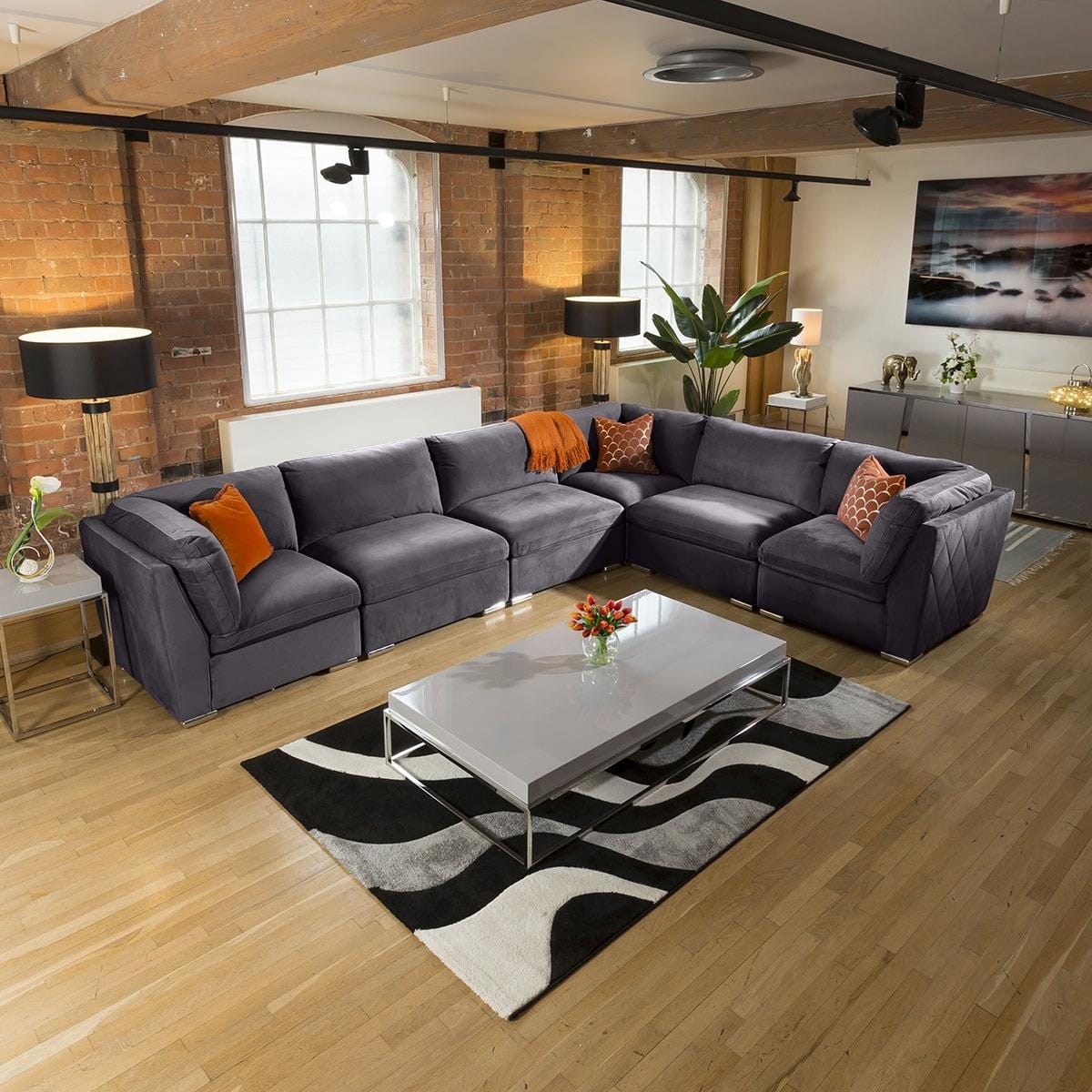 Inviting Charlotte Corner Sofa Dark Grey 6 Seater L Shape Settee 15L Living Room / Sofas / In Stock Sofas Sheffield Discount Furniture
