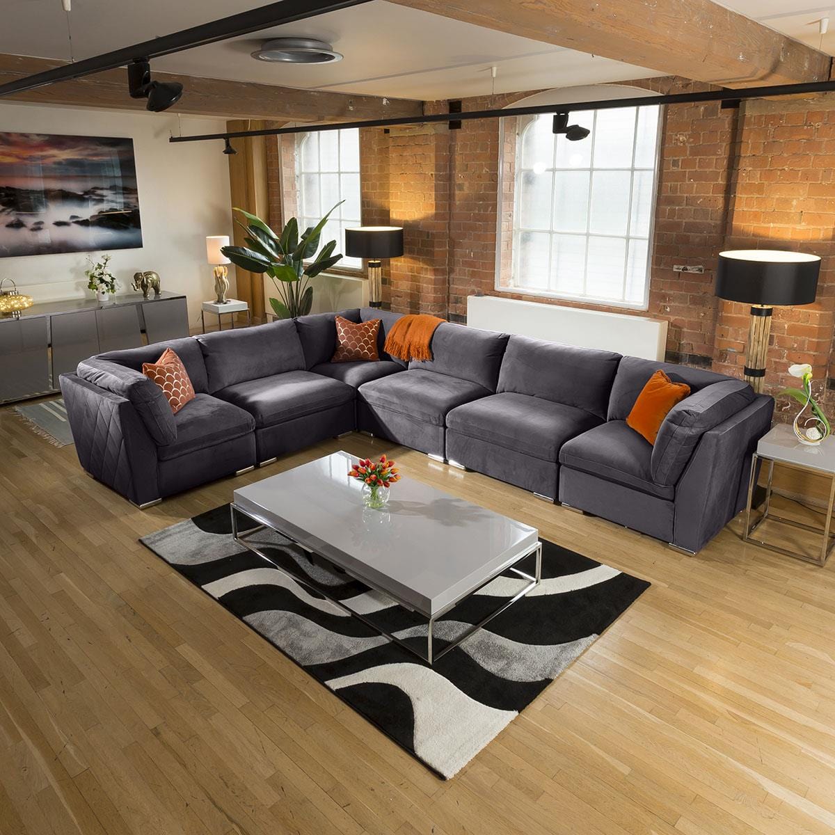 Inviting Charlotte Corner Sofa Dark Grey 6 Seater L Shape Settee 15R Living Room / Sofas / In Stock Sofas Sheffield Discount Furniture