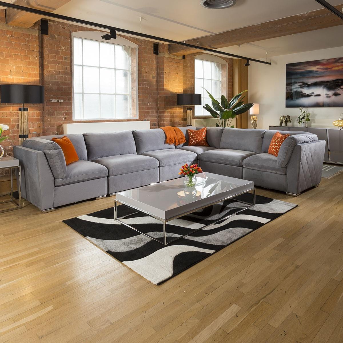 Inviting Charlotte Corner Sofa Medium Grey 6 Seater L Shape Settee 15L Living Room / Sofas / In Stock Sofas Sheffield Discount Furniture