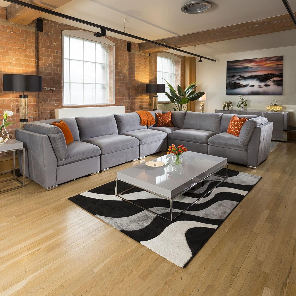 Inviting Charlotte Corner Sofa Medium Grey 6 Seater L Shape Settee 15L Living Room / Sofas / In Stock Sofas Sheffield Discount Furniture