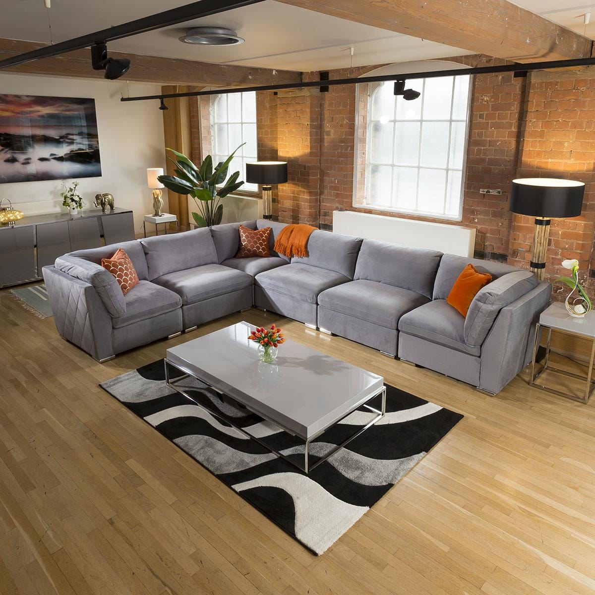 Inviting Charlotte Corner Sofa Medium Grey 6 Seater L Shape Settee 15R Living Room / Sofas / In Stock Sofas Sheffield Discount Furniture