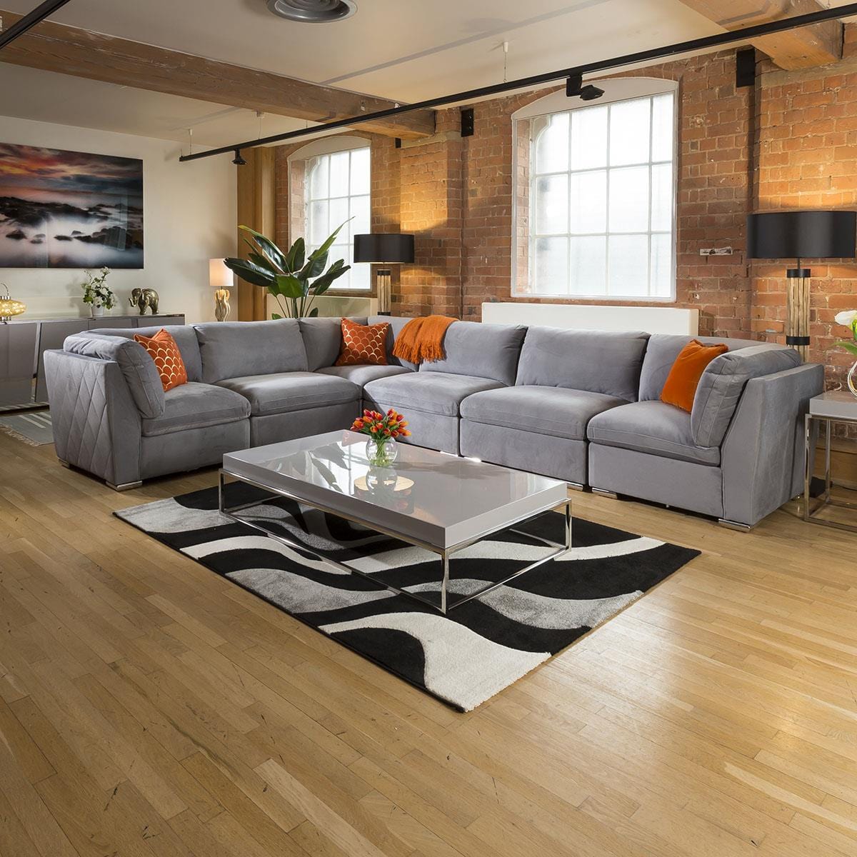 Inviting Charlotte Corner Sofa Medium Grey 6 Seater L Shape Settee 15R Living Room / Sofas / In Stock Sofas Sheffield Discount Furniture