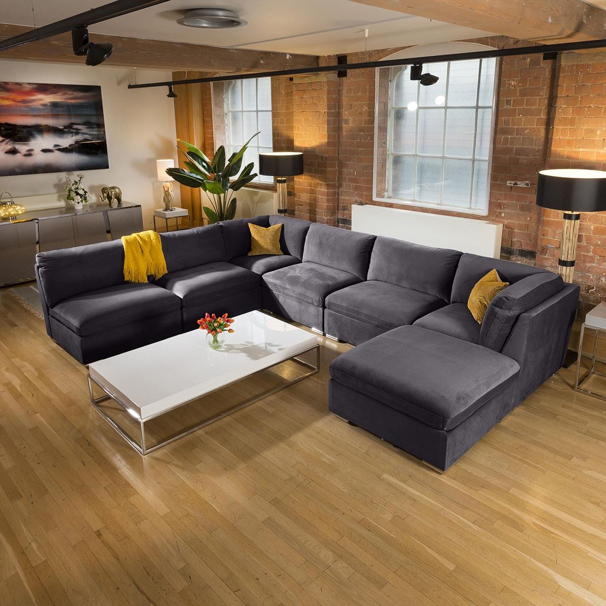 Massive Modern Charlotte Corner Sofa Dark Grey 7 Seater U Shape 9L Living Room / Sofas / In Stock Sofas Sheffield Discount Furniture