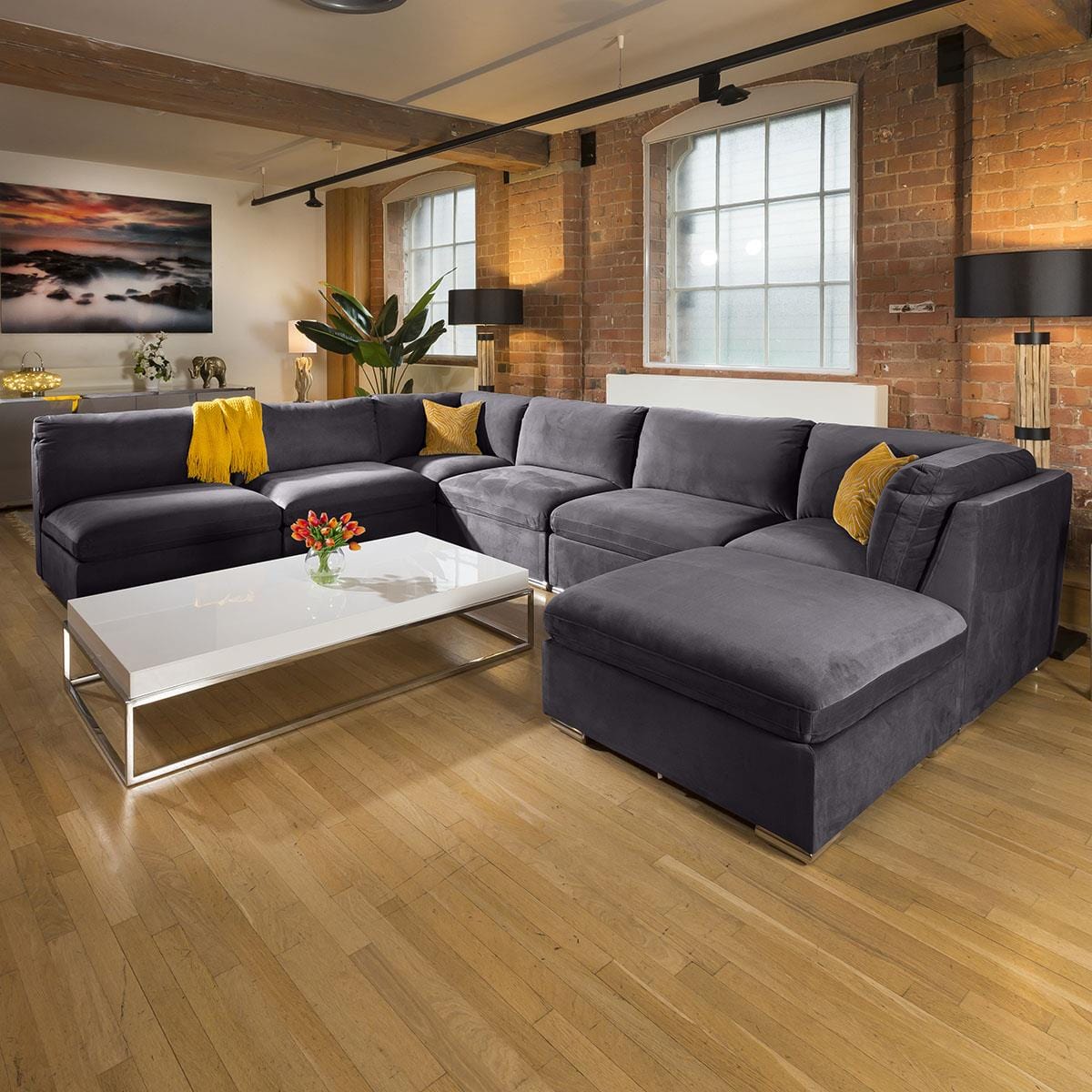 Massive Modern Charlotte Corner Sofa Dark Grey 7 Seater U Shape 9L Living Room / Sofas / In Stock Sofas Sheffield Discount Furniture