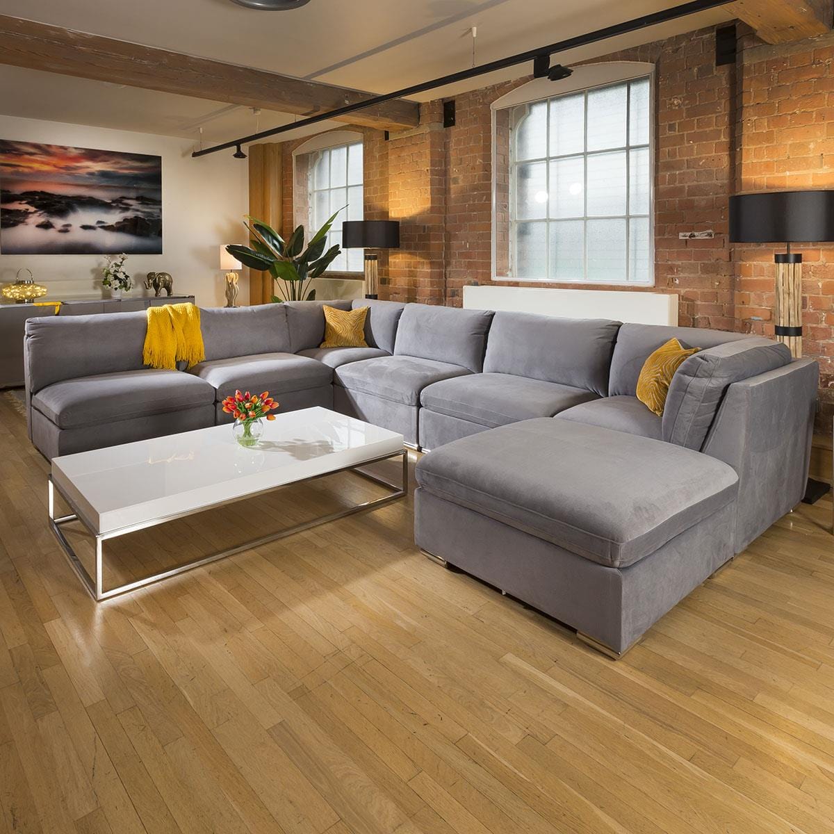 Massive Modern Charlotte Corner Sofa Medium Grey 7 Seater U Shape 9L Living Room / Sofas / In Stock Sofas Sheffield Discount Furniture
