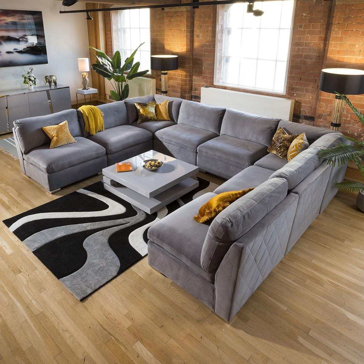 Massive Modern Charlotte Corner Sofa Medium Grey Cinema Settee 18 Living Room / Sofas / In Stock Sofas Sheffield Discount Furniture