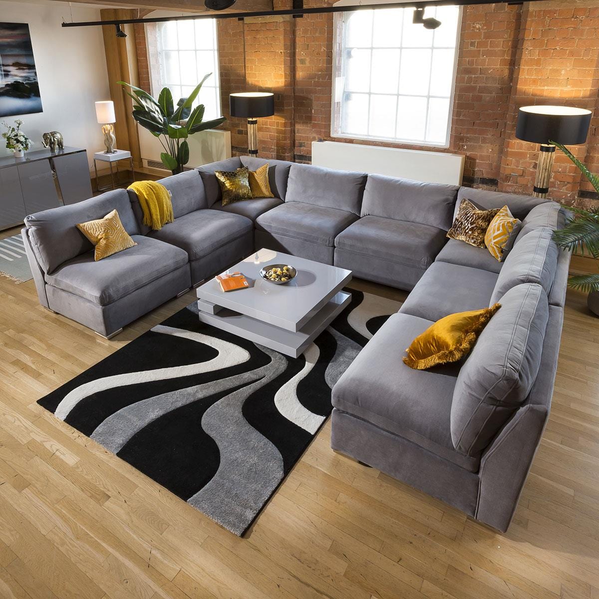 Massive Modern Charlotte Corner Sofa Medium Grey Cinema Settee 18 Living Room / Sofas / In Stock Sofas Sheffield Discount Furniture