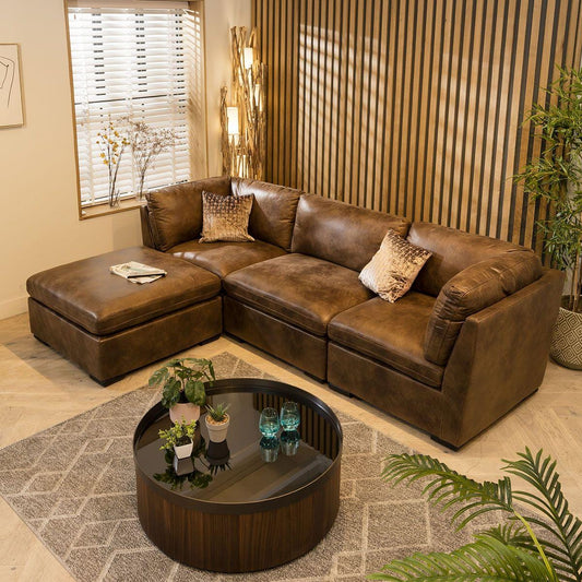 Charlotte 3 Seater Modular Sofa Brown 285x190cm 2L Sheffield Discount Furniture