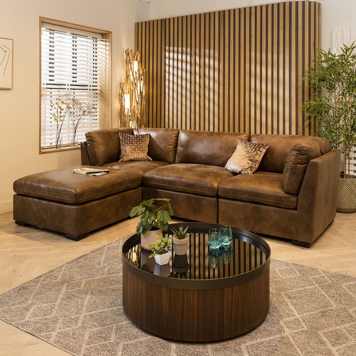 Charlotte 3 Seater Modular Sofa Brown 285x190cm 2L Sheffield Discount Furniture