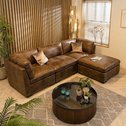 Charlotte 3 Seater Modular Sofa Brown 285x190cm 2R Sheffield Discount Furniture