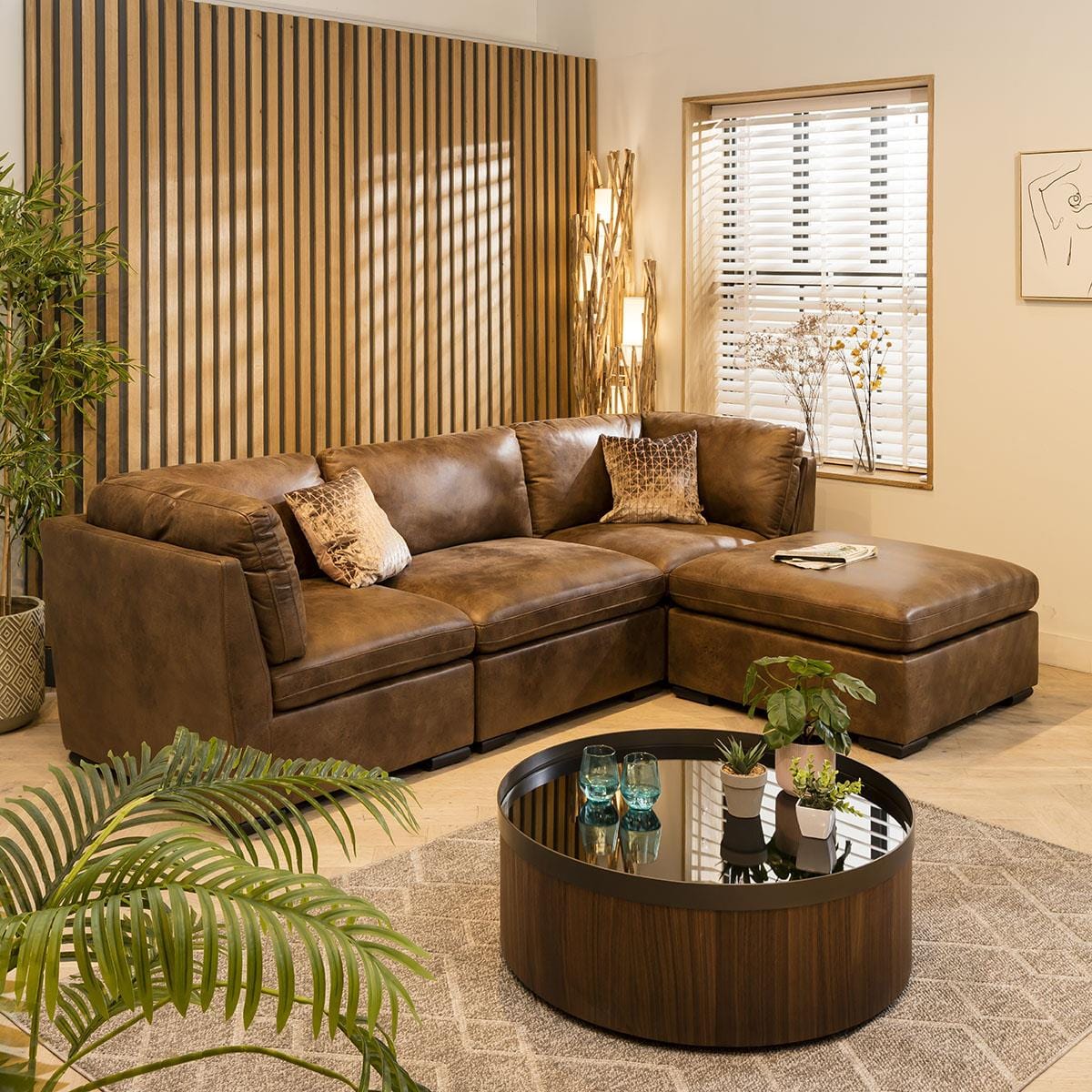 Charlotte 3 Seater Modular Sofa Brown 285x190cm 2R Sheffield Discount Furniture