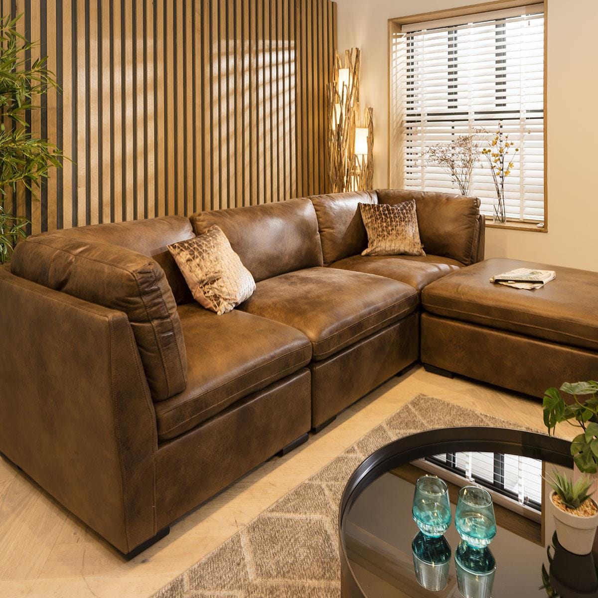 Charlotte 3 Seater Modular Sofa Brown 285x190cm 2R Sheffield Discount Furniture