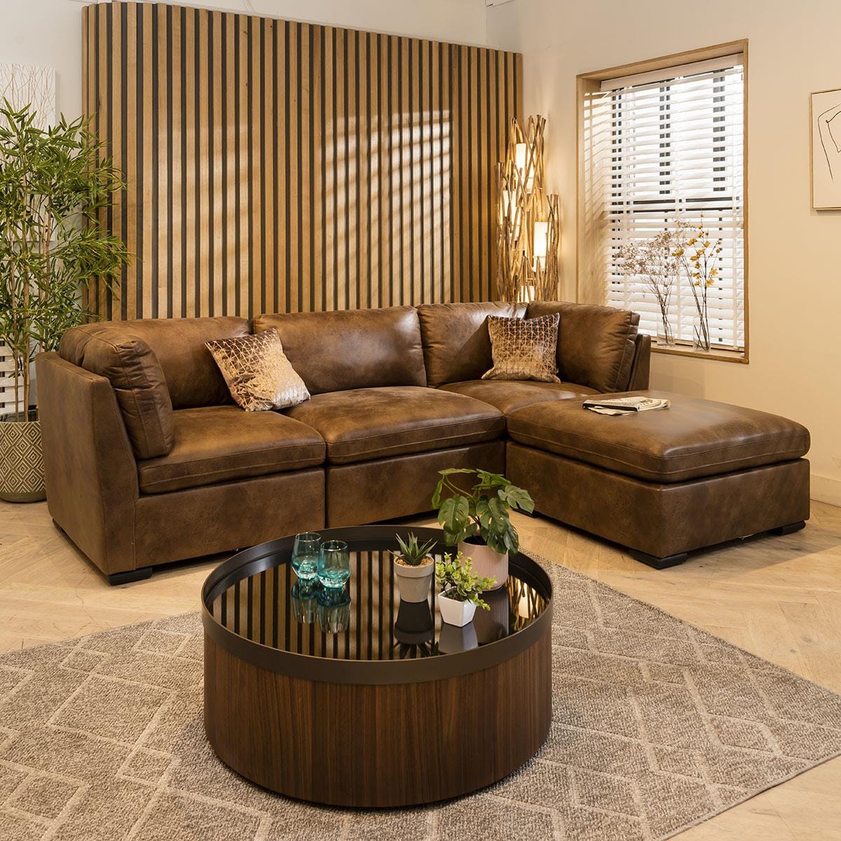 Charlotte 3 Seater Modular Sofa Brown 285x190cm 2R Sheffield Discount Furniture