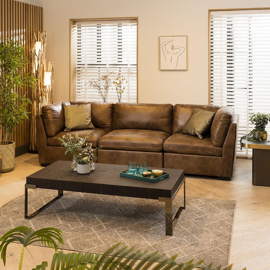 Charlotte 3 Seater Modular Sofa Brown 285x95cm 1 Sheffield Discount Furniture