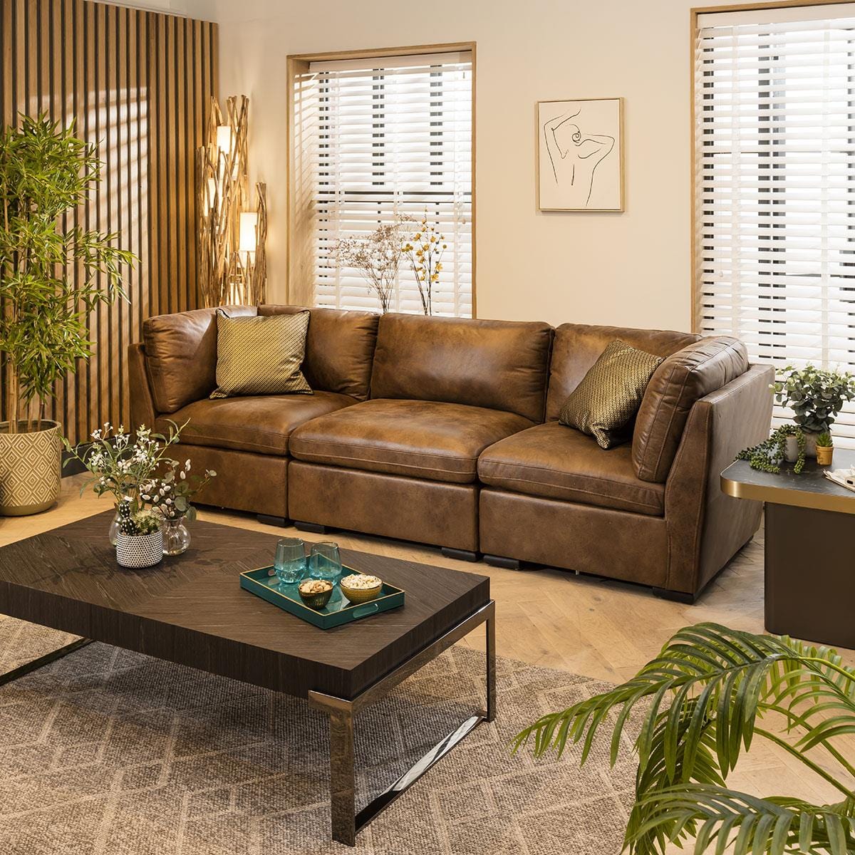 Charlotte 3 Seater Modular Sofa Brown 285x95cm 1 Sheffield Discount Furniture