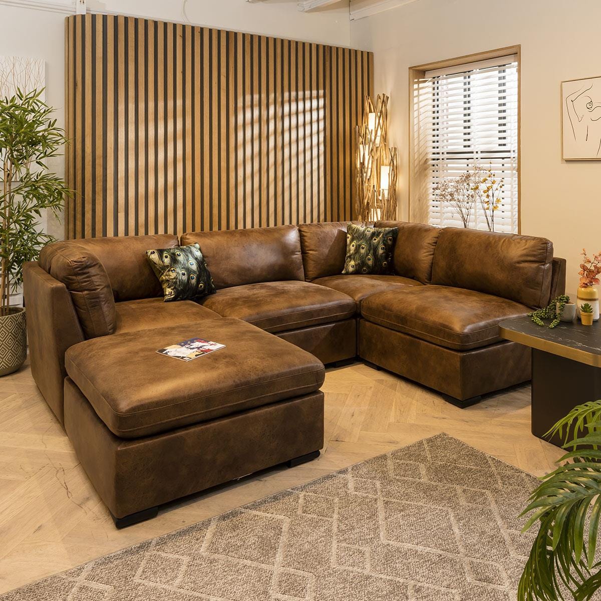 Charlotte 4 Seater Corner Sofa Brown 285x190cm 3L Sheffield Discount Furniture