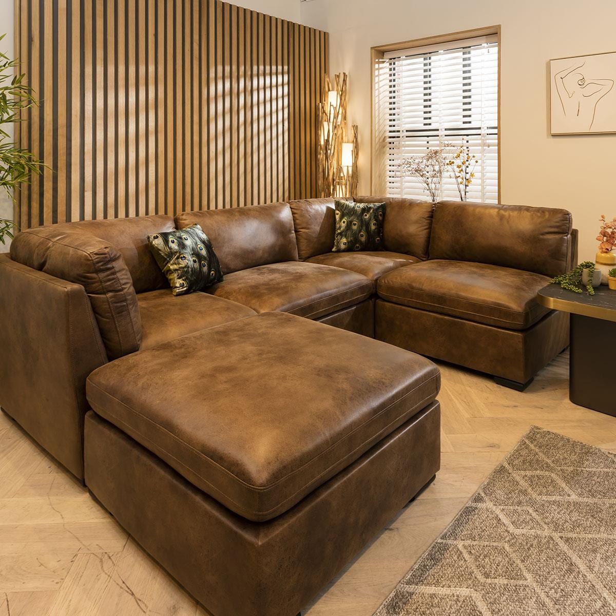 Charlotte 4 Seater Corner Sofa Brown 285x190cm 3L Sheffield Discount Furniture
