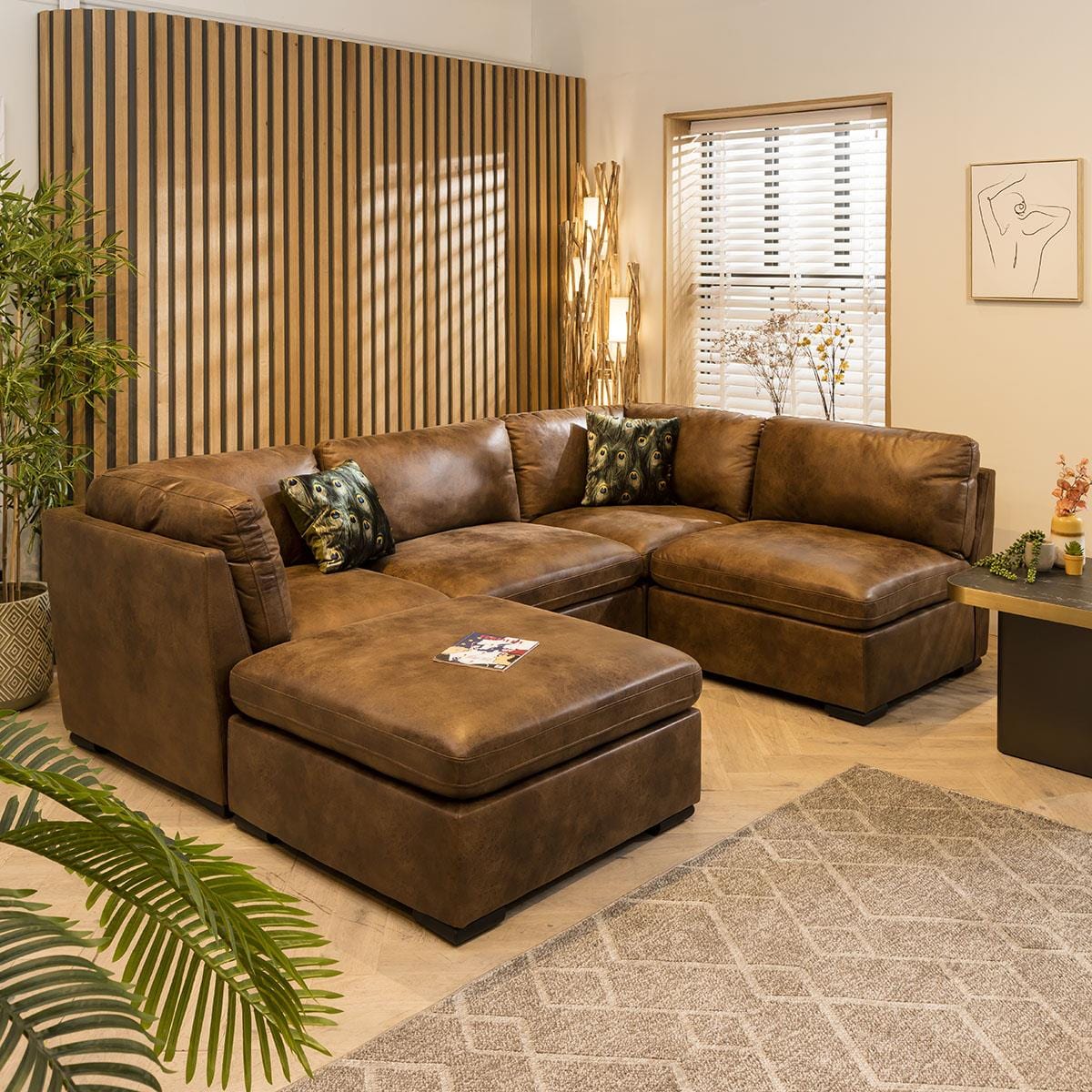 Charlotte 4 Seater Corner Sofa Brown 285x190cm 3L Sheffield Discount Furniture