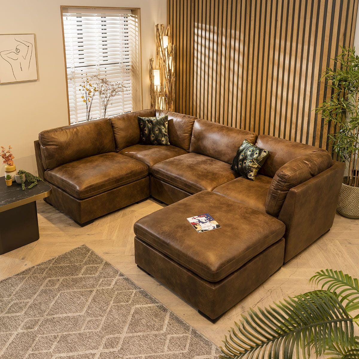 Charlotte 4 Seater Corner Sofa Brown 285x190cm 3R Sheffield Discount Furniture