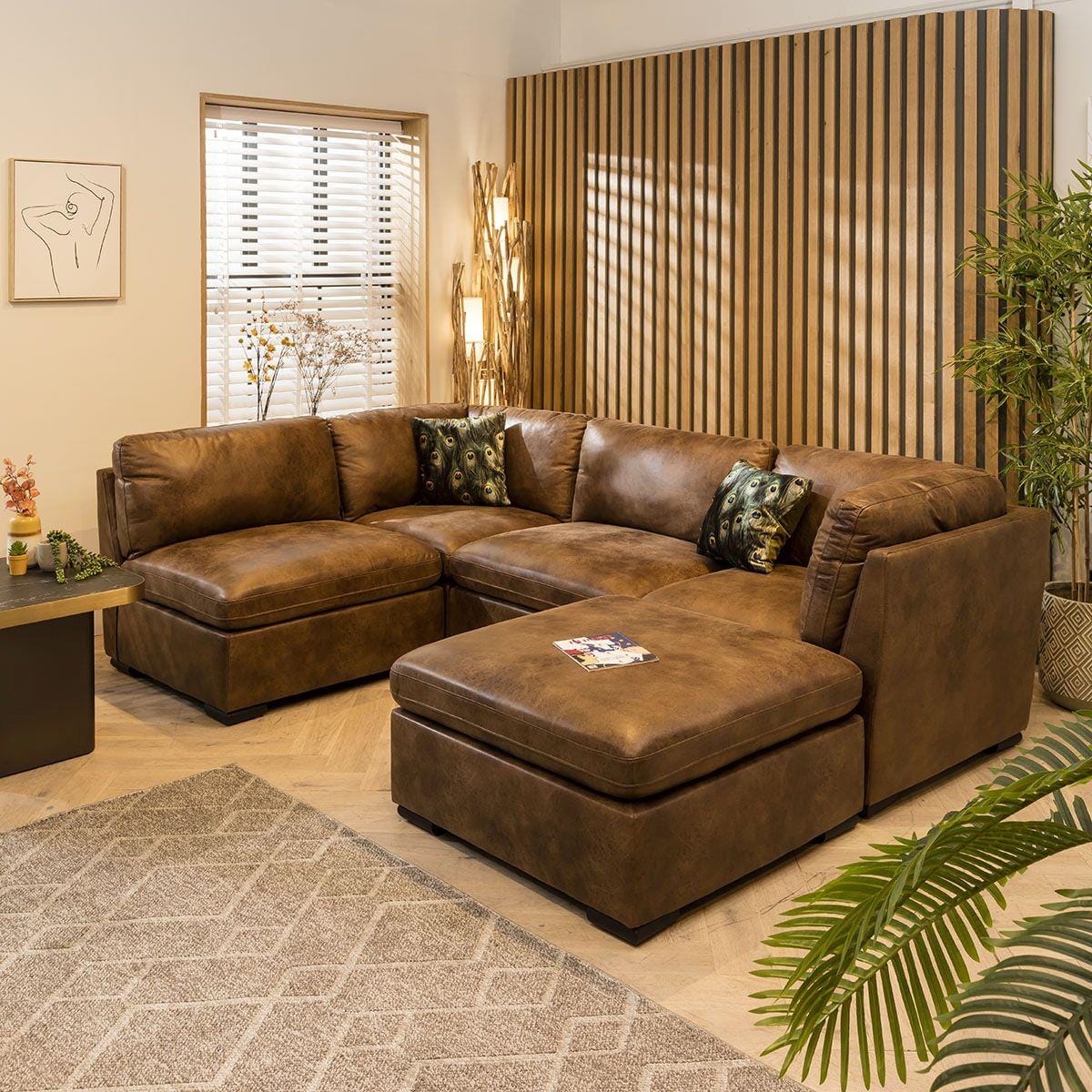 Charlotte 4 Seater Corner Sofa Brown 285x190cm 3R Sheffield Discount Furniture