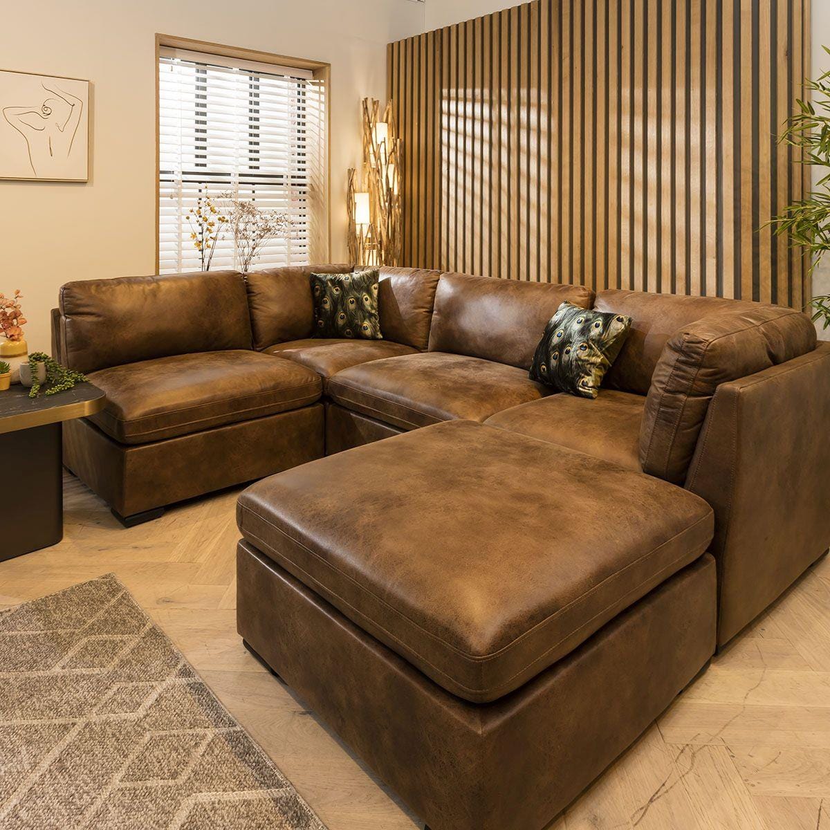 Charlotte 4 Seater Corner Sofa Brown 285x190cm 3R Sheffield Discount Furniture