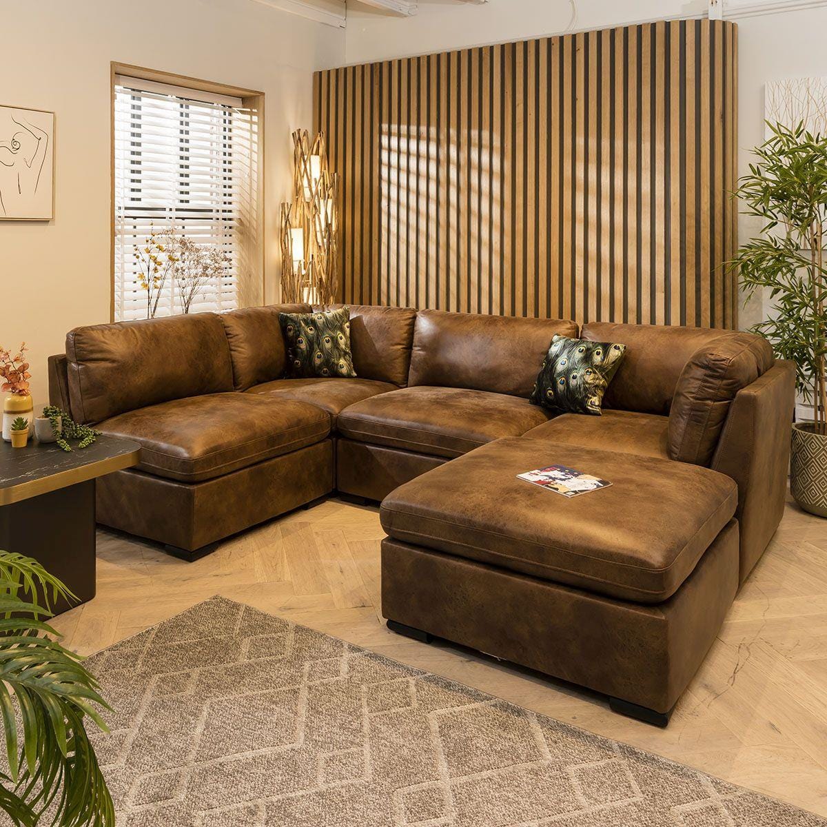 Charlotte 4 Seater Corner Sofa Brown 285x190cm 3R Sheffield Discount Furniture