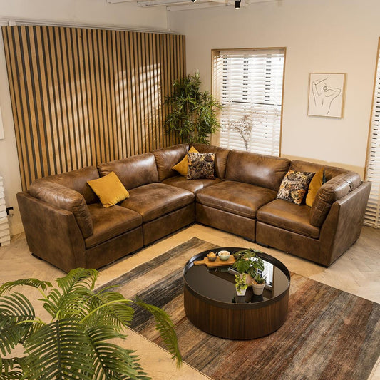 Charlotte 6 Seater Corner Sofa Brown 285x285cm 14 Sheffield Discount Furniture