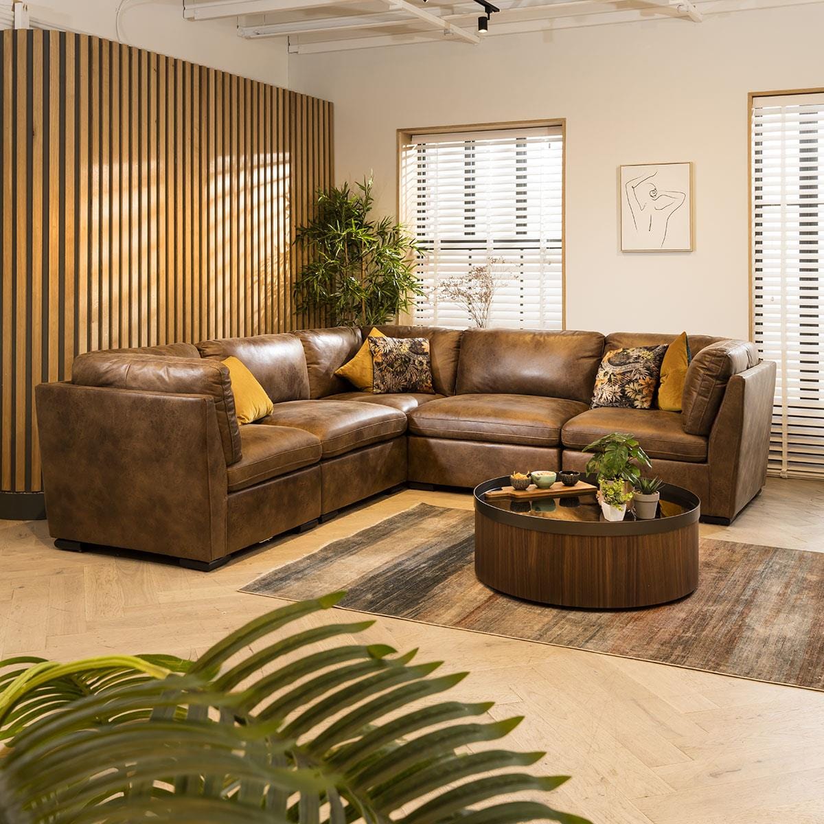 Charlotte 6 Seater Corner Sofa Brown 285x285cm 14 Sheffield Discount Furniture