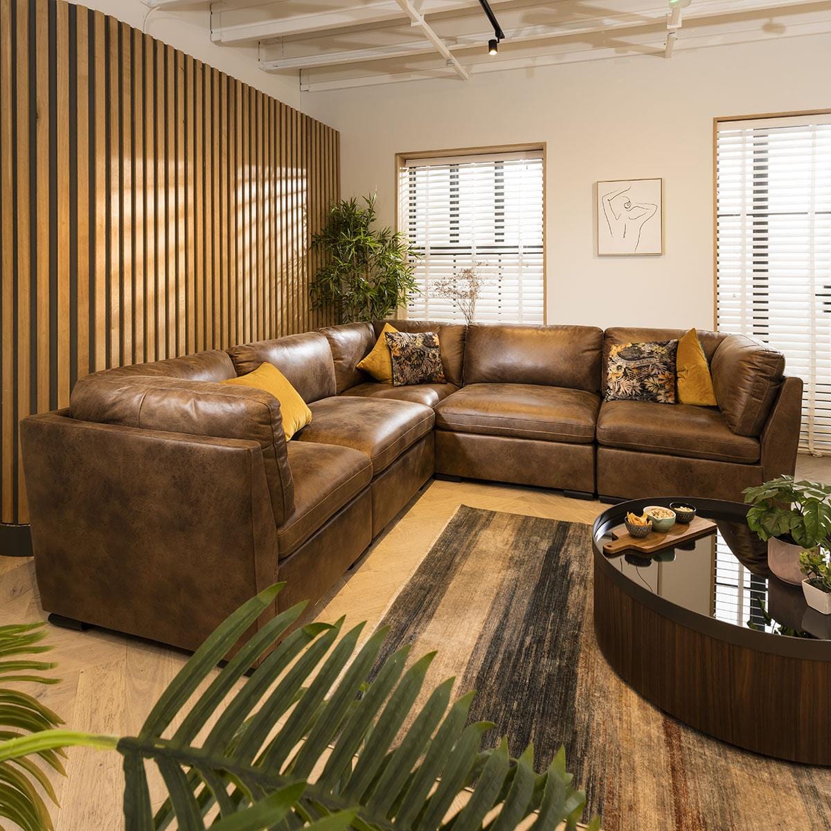 Charlotte 6 Seater Corner Sofa Brown 285x285cm 14 Sheffield Discount Furniture