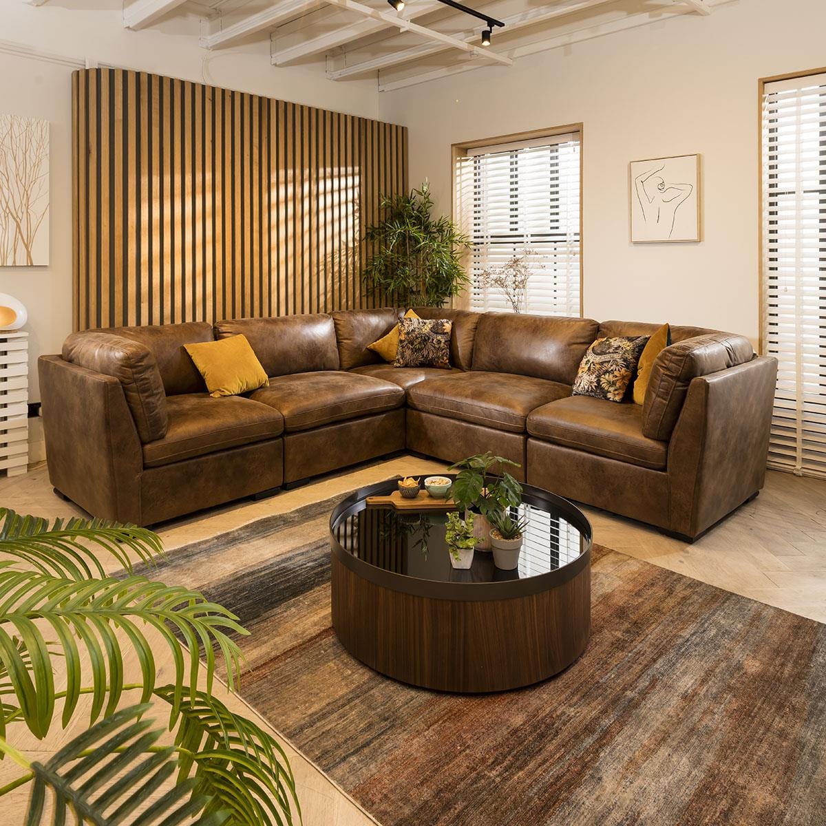 Charlotte 6 Seater Corner Sofa Brown 285x285cm 14 Sheffield Discount Furniture