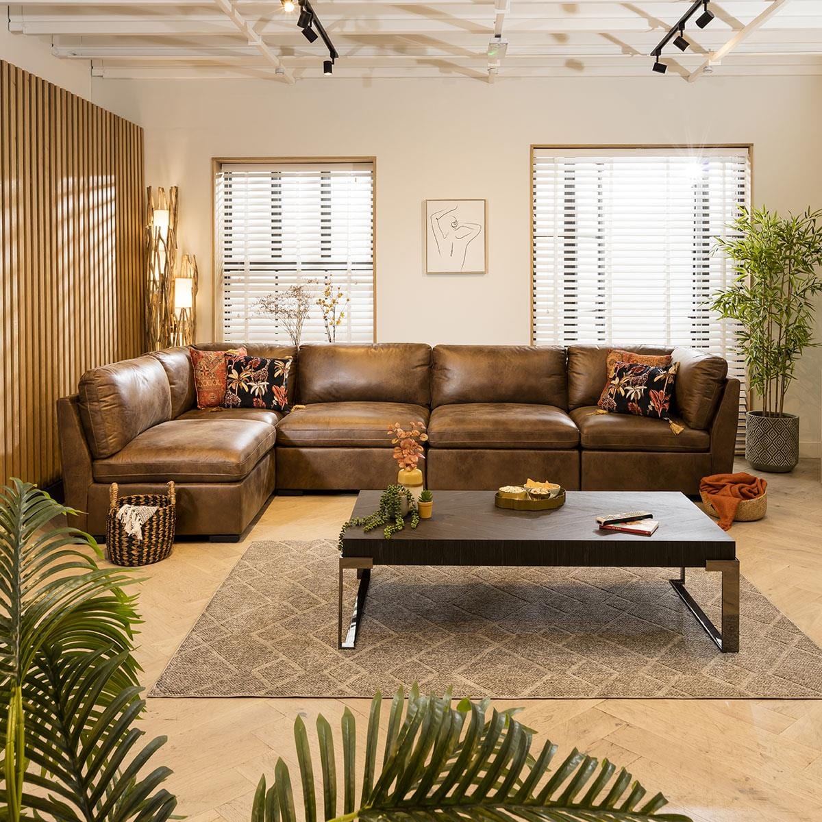 Charlotte 6 Seater Corner Sofa Brown 380x190cm 13R Sheffield Discount Furniture