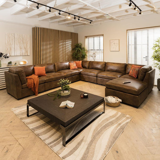 Charlotte 8 Seater Corner Sofa Brown 380x380cm 17 Sheffield Discount Furniture