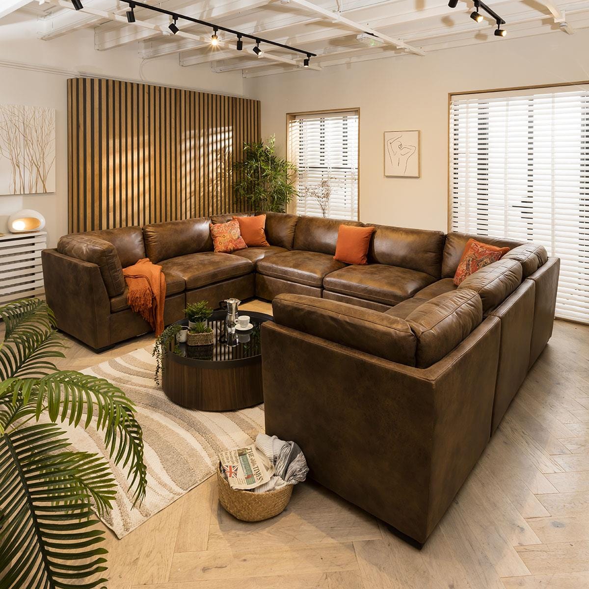 Charlotte 8 Seater U-Shape Sofa Brown 380x285cm 11 Sheffield Discount Furniture