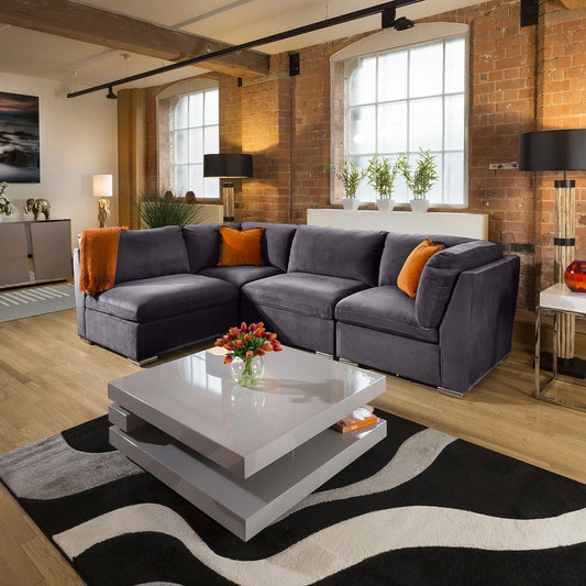 Comfy Charlotte Corner Sofa Dark Grey L Shape 4 Seat 12L Living Room / Sofas / In Stock Sofas Sheffield Discount Furniture