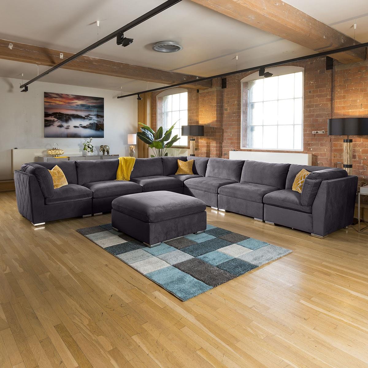 Huge Charlotte 3.8m Corner Sofa Dark Grey L Shape 17 Living Room / Sofas / In Stock Sofas Sheffield Discount Furniture