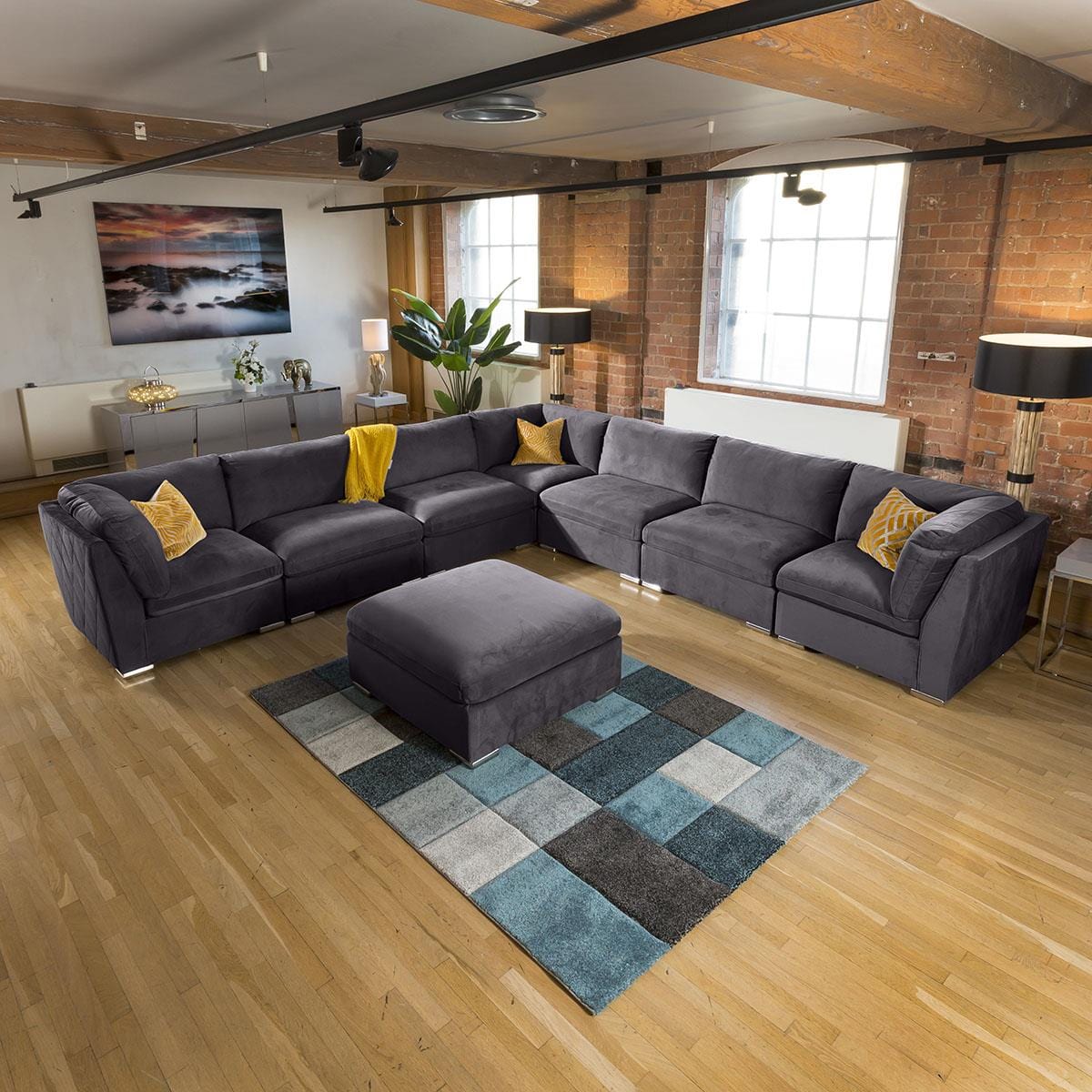 Huge Charlotte 3.8m Corner Sofa Dark Grey L Shape 17 Living Room / Sofas / In Stock Sofas Sheffield Discount Furniture
