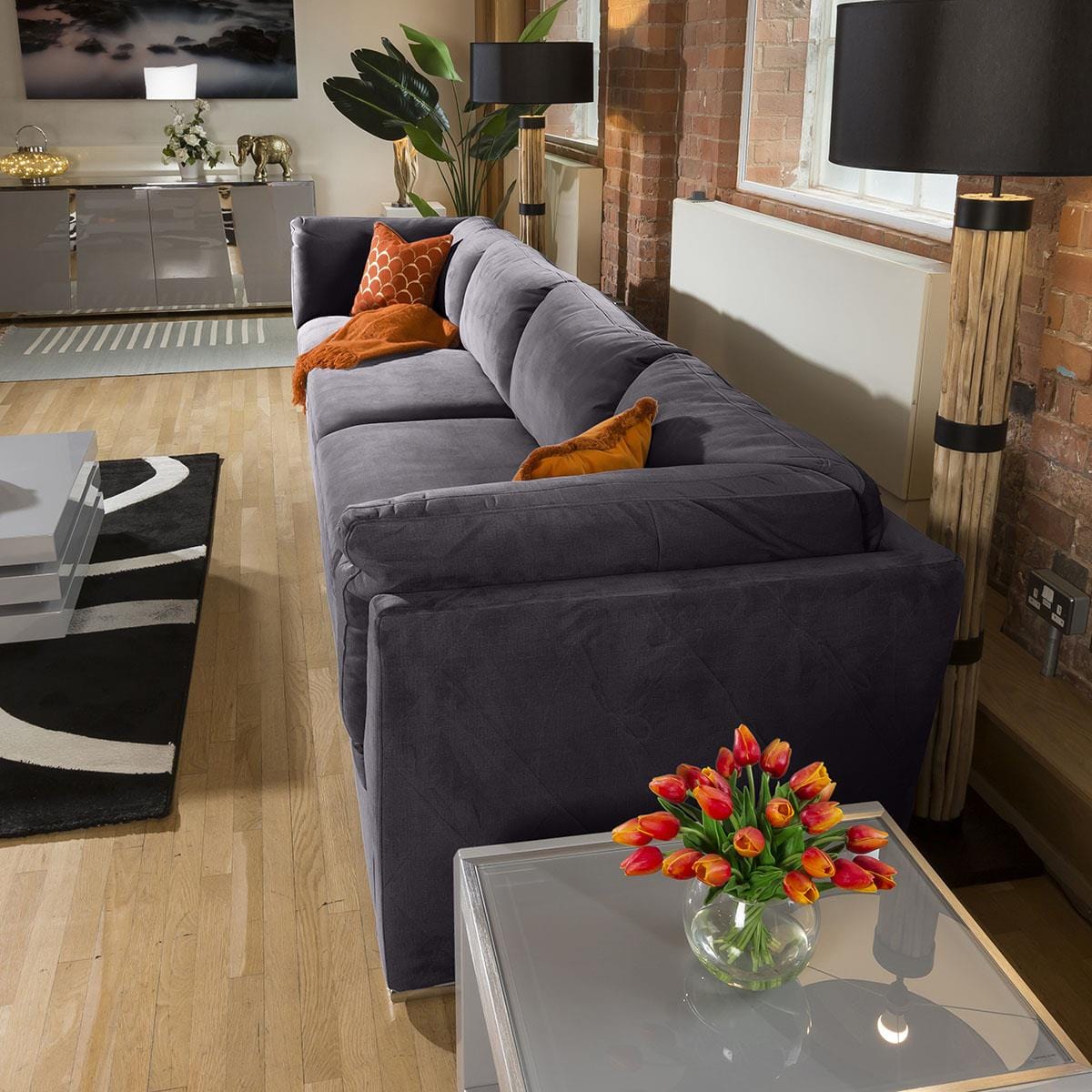 Super Comfy Charlotte Sofa Dark Grey 4 Seater Settee 1 Living Room / Sofas / In Stock Sofas Sheffield Discount Furniture