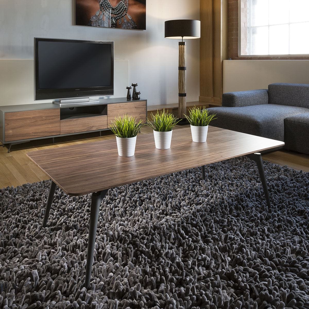 Tembie Large Modern Rectangle Coffee Table Rich Walnut / Grey Living Room / Coffee Tables Sheffield Discount Furniture
