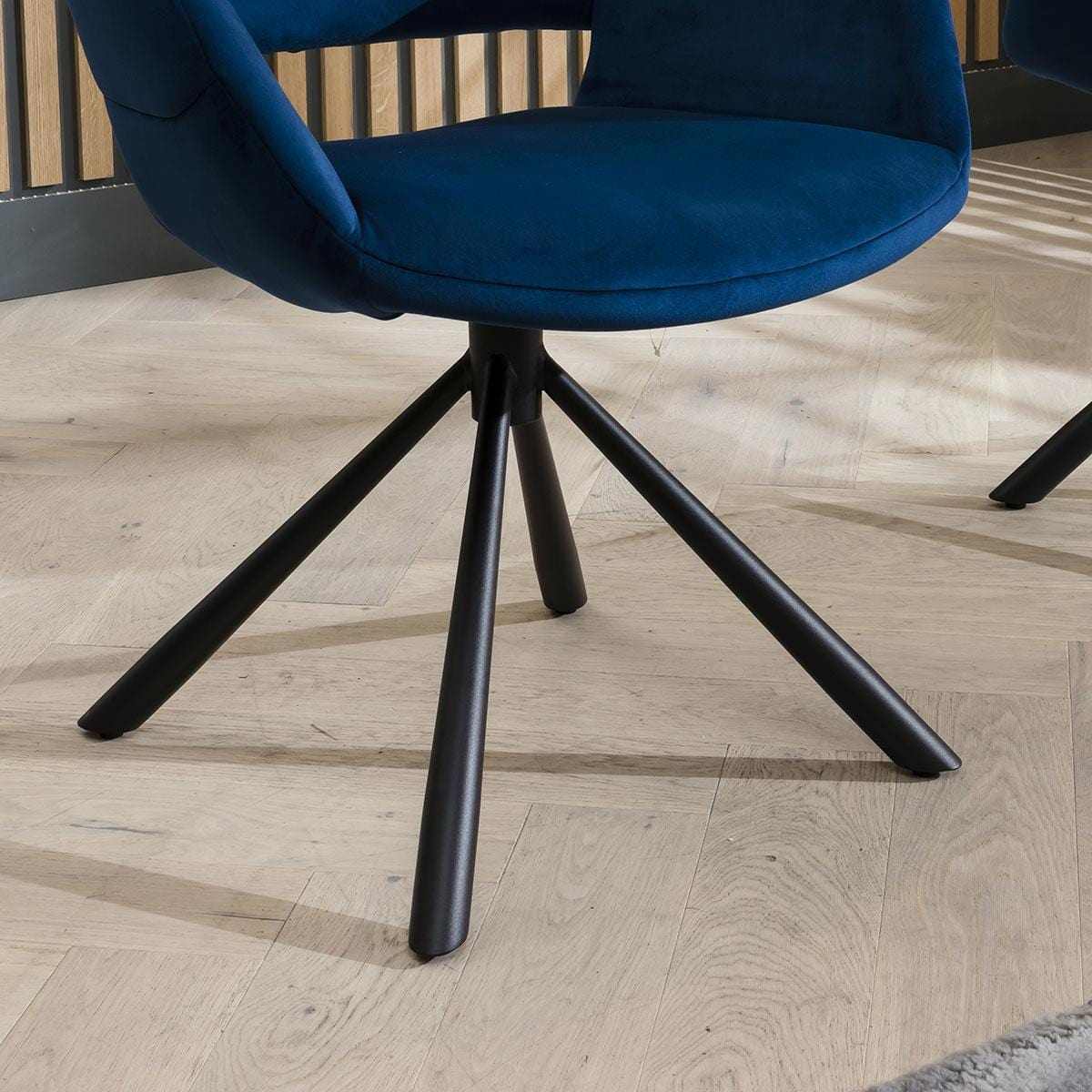 Set of 2 Contemporary Carver Dining Chairs Modern Blue Velvet Cut Out Back Dining Room / Dining Chairs Sheffield Discount Furniture