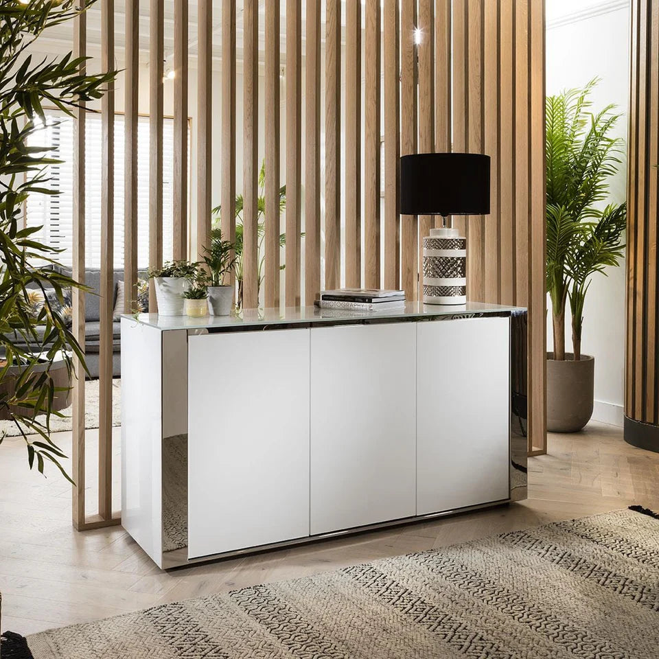 Sophie 3 Door Sideboard Cabinet 160cm White Sheffield Discount Furniture