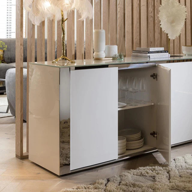 Sophie 3 Door Sideboard Cabinet 160cm White Sheffield Discount Furniture