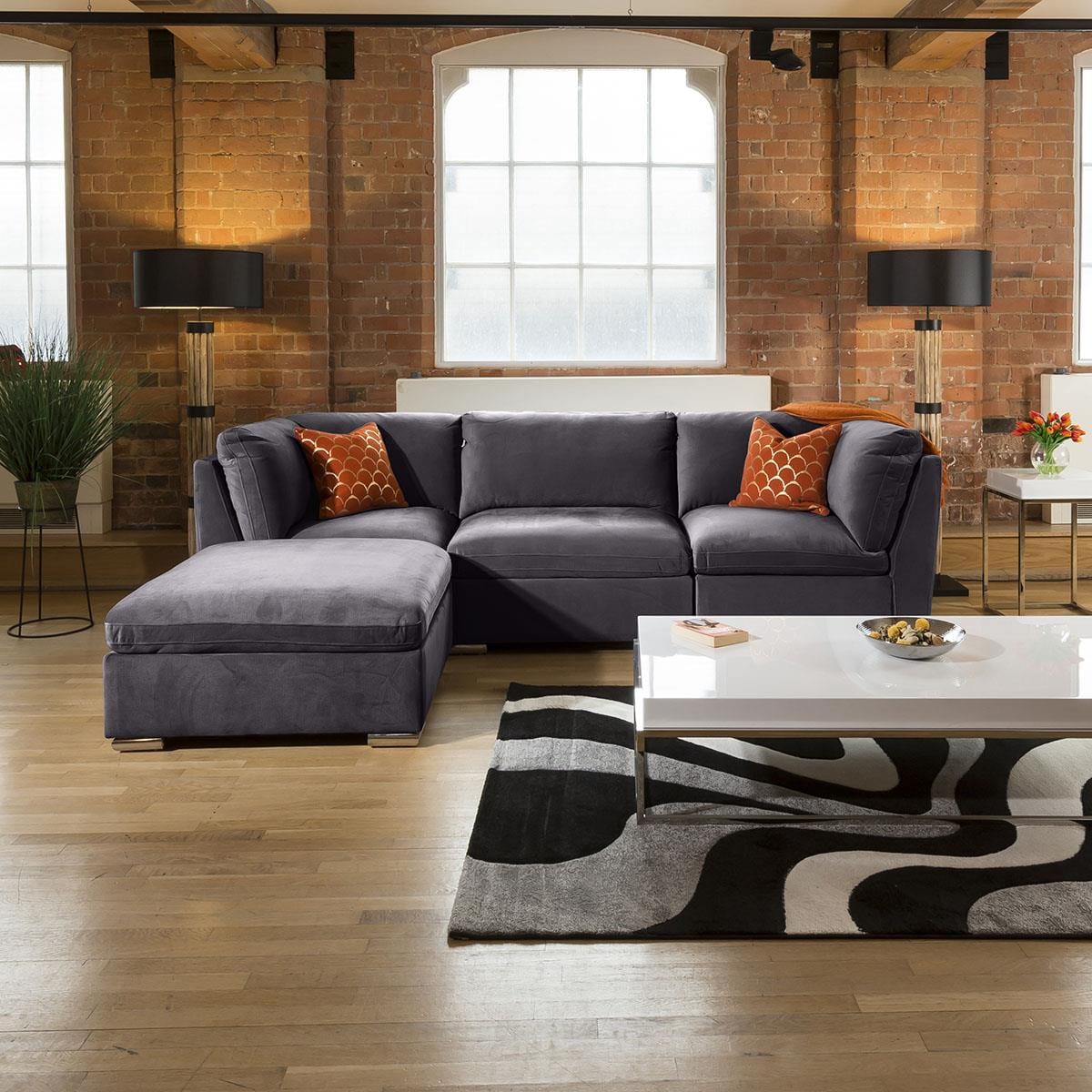 Super Comfy Charlotte Corner Sofa Dark Grey 4 Seater Open End 2L Living Room / Sofas / In Stock Sofas Sheffield Discount Furniture