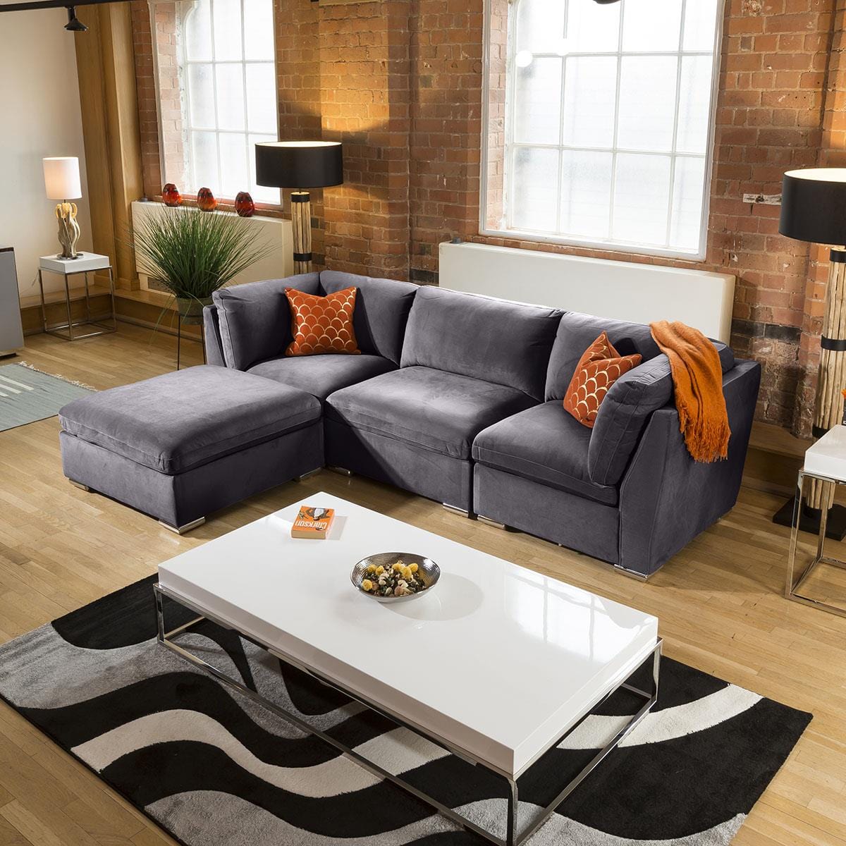 Super Comfy Charlotte Corner Sofa Dark Grey 4 Seater Open End 2L Living Room / Sofas / In Stock Sofas Sheffield Discount Furniture