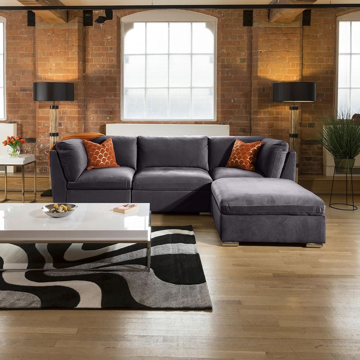 Super Comfy Charlotte Corner Sofa Dark Grey 4 Seater Open End 2R Living Room / Sofas / In Stock Sofas Sheffield Discount Furniture
