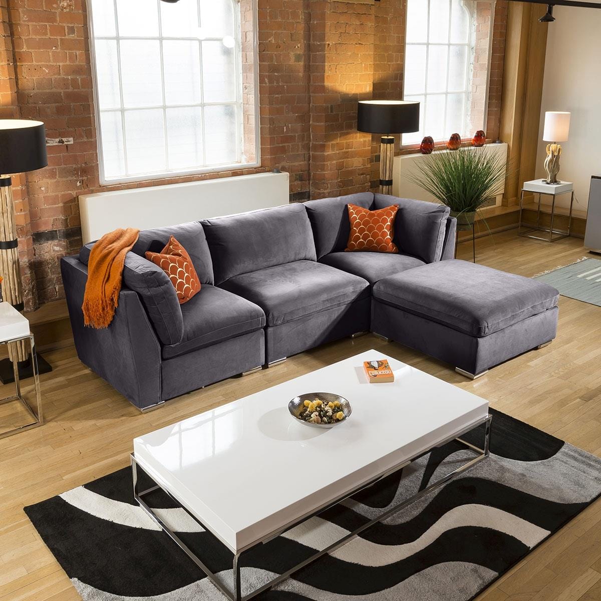 Super Comfy Charlotte Corner Sofa Dark Grey 4 Seater Open End 2R Living Room / Sofas / In Stock Sofas Sheffield Discount Furniture