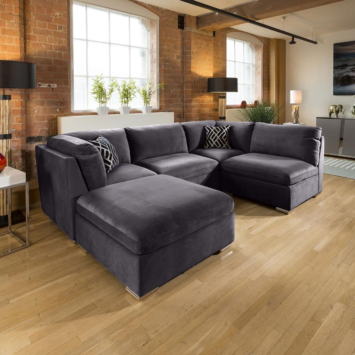 Super Comfy Charlotte Corner Sofa Dark Grey 5 Seater U Shape 3L Living Room / Sofas / In Stock Sofas Sheffield Discount Furniture