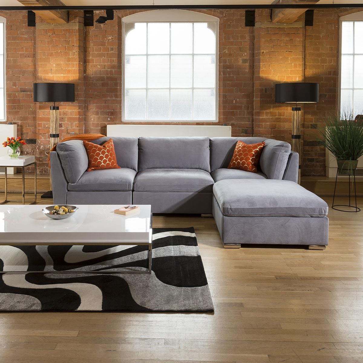 Super Comfy Charlotte Corner Sofa Medium Grey 4 Seater Open End 2R Living Room / Sofas / In Stock Sofas Sheffield Discount Furniture